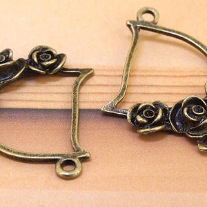 6PCS G Earring dangle Setting Base Antiqued Bronze Circle  Flower DIY Kits Fit Necklace & Bracelet Pendant Jewelry Filigree Link 30mmX25mm