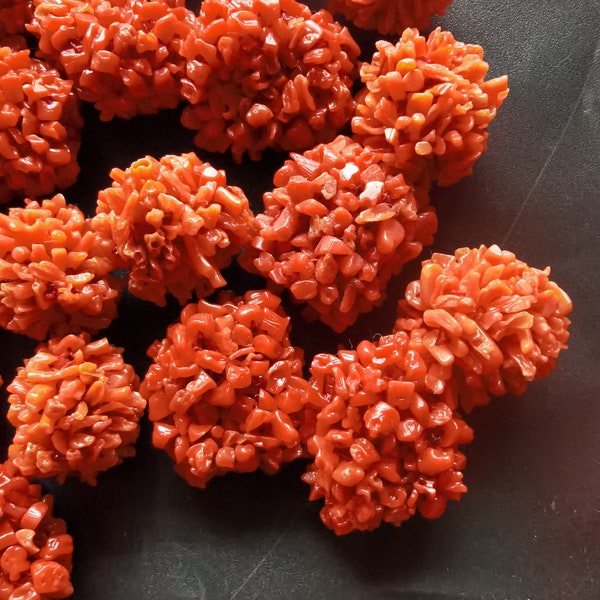 Untreated,Genuine natural Precious Red Coral Cluster earring bead,unique weave barrel for pendant,bracelet,necklace,October birthstone gift