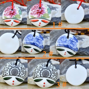 Beauty face pendant, Porcelain Pendant, Hand Painted Porcelain Pendant, mom gift, girl necklace, Floral circle, coin pendant, wholesale gift