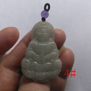 Guanyin Bodhisattva jadeite pendant, Carved Grade A Natural jade stone, yellow Burmese jade, Amulet necklace Pendant, Gemstone bead jewelry 4#