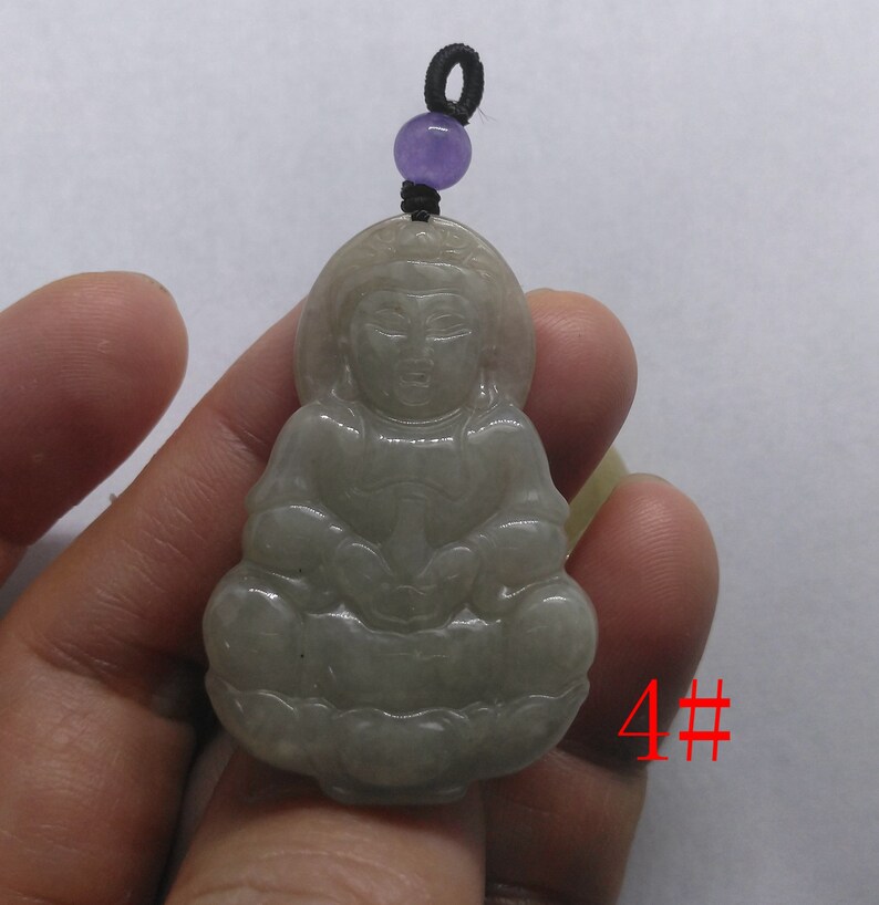 Guanyin Bodhisattva jadeite pendant, Carved Grade A Natural jade stone, yellow Burmese jade, Amulet necklace Pendant, Gemstone bead jewelry 4#