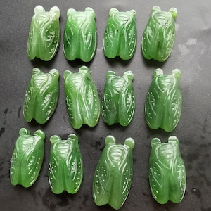 Genuine Small cicada Carving natural green Nephrite jade stone pendant,gemstone bead,Amulet Talisman for making handmade Necklace Jewerly N1