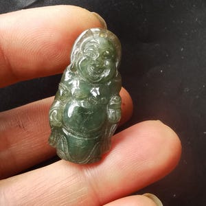 Buddhism the Buddha carving natural Burmese Genuine green jadeite jade stone pendant,Gemstone bead,Amulet for making handmade jewelry