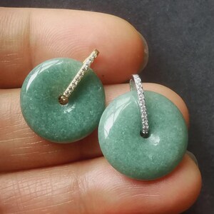 Certified,Donut,Natural green Jadeite Jade stone pendant,standard silver,Grade A,Amulet for making hand necklace,Gemstone good lucky jewelry