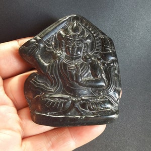 Rectangle  gods black Jade stone pendant,Carved natural black brown Jade bead, charm Amulet  Necklace Pendant ZB
