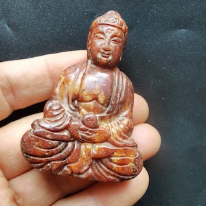 3D The Buddha Carved yellow brown jade stone pendant,Buddhism Amulet Talisman for handmade Necklace Pendant Jewelry
