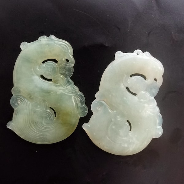 Carving charm phoenix bird natural chinese xiuyu green Jade stone Pendant,Double face,Amulet Mythical Animals Necklace Pendant Jewerly MX