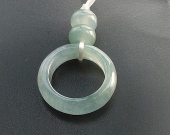 Blue Jadeite Jade Donut Pendant: Grade A Gemstone Amulet