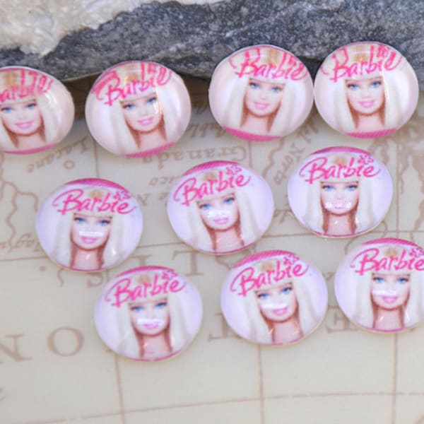 Circle Pink Young Girl Handmade photo glass cabochon dome Beads 10mm 12mm For Ring Earring Brooch Necklace Bracelet Jewelry Fitting