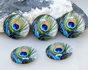 Circle Peacock Feather Handmade photo glass cabochon dome bead 10mm 12mm 14mm16mm 18mm 20mm 22mm 25mm 30mm Ear Brooch Ring Bracelet Necklace