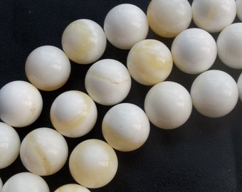 Round Smooth Clam Shell Beads,Tridacna,hippopus,10mm,charm yellow white shell ball, loose beads, diy beads,gemstone, full one strand 15.5"