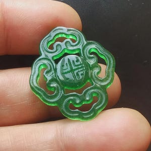 2pcs Hollow cloud ruyi flower carving green jade stone pendant drop link,Amulet handmade earring bead,bracelet bead,Necklace bead Jewelry MG