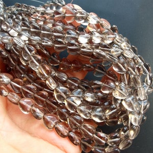 Heart brown clear, glass beads, loose beads, full one strand, 12&quot;