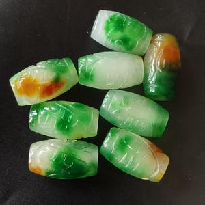 Barrel Dread Jade stone,carving jade,Dreadlock,Beard Bead,yellow green white,Dread Accessories,Hair Beads,Amulet Necklace Pendant Jewelry MG