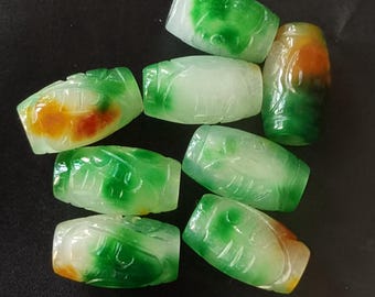 Barrel Dread Jade stone,carving jade,Dreadlock,Beard Bead,yellow green white,Dread Accessories,Hair Beads,Amulet Necklace Pendant Jewelry MG