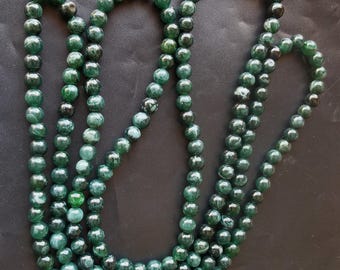 Collar mala de jadeíta guatemalteca de 61 cm: Cuentas de oración de piedra curativa azul verdosa