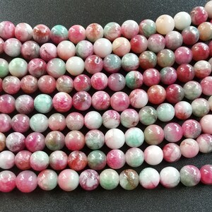 Dyed Jade Beads: Hot Pink, Green, White, 6mm Strand