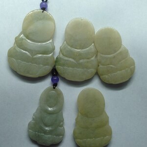 Guanyin Bodhisattva jadeite pendant, Carved Grade A Natural jade stone, yellow Burmese jade, Amulet necklace Pendant, Gemstone bead jewelry image 2