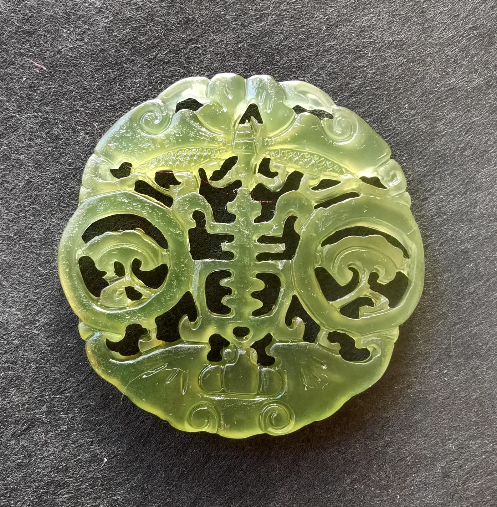Circle Carving Ruyi Bat Bird Long Life Xiuyu Natural Green Jade Pendant ...