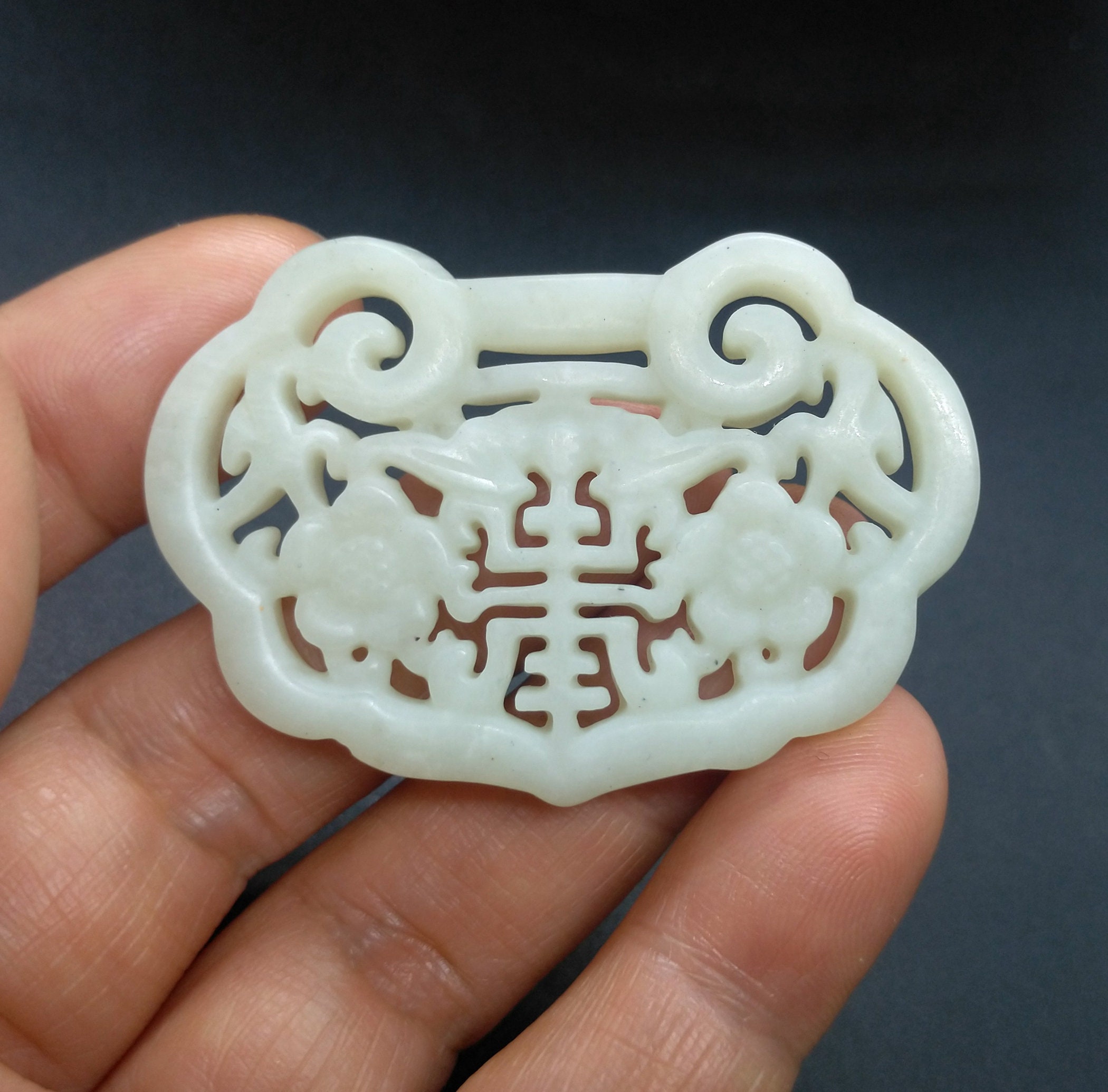 Flower bat bird jade pendant Lock Carved Green natural Jade | Etsy