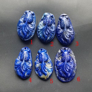 Untreated,Carved natural Small Fish lapis lazuli stone pendant,blue lapis link,Amulet Talisman for making Necklace jewelry