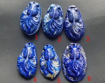 Untreated,Carved natural Small Fish lapis lazuli stone pendant,blue lapis link,Amulet Talisman for making Necklace jewelry