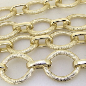 One Chain Long Shiny Loop Dot  30mmx35mm  14mmx25mm Light Gold Aluminum  Metal Chain 5mm---38&quot;