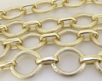 One Chain Long Shiny Loop Dot  30mmx35mm  14mmx25mm Light Gold Aluminum  Metal Chain 5mm---38"