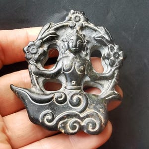 Chinese black brown Jade stone Pendant, Carved girl natural Jade Pendant,Amulet Mythical Animals Necklace Pendant Jewerly ZB