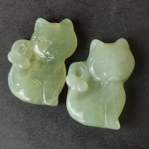 Xiuyu Jade Cat Amulet Pendant: Chinese Greenstone Carving