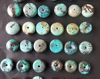Hubei Turquoise Donut Bead: Natural Stone Pendant for Jewelry Making