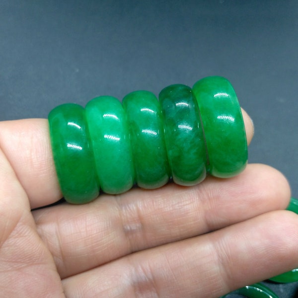Grüner Jade Ring, breit 5mm-9mm, Bandring, Damenring, Herrenring