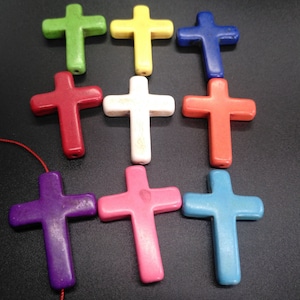 Cross howlite turquoise bead, 40x30mm, Green,yellow,blue,red,white,orange,purple,pink,turquoise, loose bead,wholesale turquoise beads