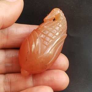 Carving 3D maïs natuurlijke rode jade stenen hanger, afstandhouder, amulet mythische dieren maken ketting sieraden cadeau