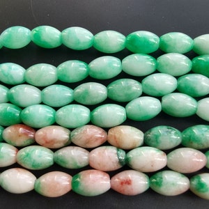 Hilo de piedra de jade en forma de barril, verde blanco, verde rosado, para hacer joyas, cuentas de piedras preciosas, una hebra completa de 16 &quot;, cuentas sueltas al por mayor