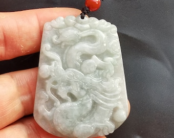 Jade drakenhanger: klasse A jadeïet amuletketting
