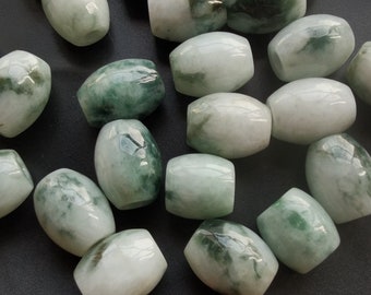 Drum barrel natural green white jadeite jade stone beads,Grade A,dread bead,charm hair bead,Amulet wholesale loose jadeite