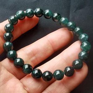 7mm Round Natural Guatemala green jadeite jade stone beaded Bracelet,Grade A,Amulet Stretch gemstone Bracelet,good lucky Unisex jewelry