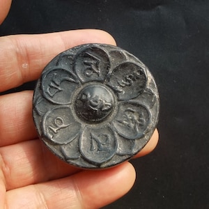 Circle flower good lucky carving natural black Jade stone pendant,charm Amulet for making handmade Necklace Pendant jewelry ZB