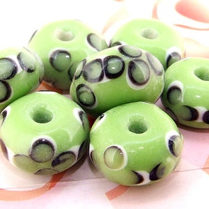 5beads/lot Charm Green Circle Rondelle Lampwork gemstone beads 8mmx13mm