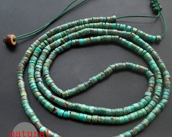 14"-35” Charm Long Thin Genuine Hubei Old Heishi Turquoise stone necklace,green blue multicolor natural stone,Unisex,best gift,Birthday