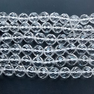 Faceted Natural Clear Crystal Quartz,12mm,30beads, Gemstone Beads,Full One Strand 14&quot;