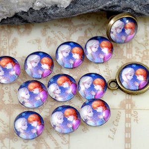 Frozen Elsa Anna Handmade photo glass cabochon glass dome 10mm 12mm 14mm 16mm 18mm 20mm 25mm 30mm For Earring Brooch Ring Necklace Bracelet