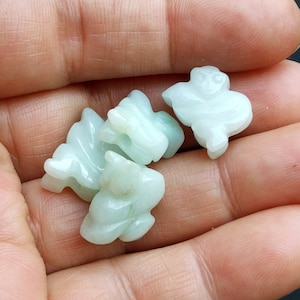 Liten tupp, apa, oxe, orm, får, drake, tiger, kanin, djur naturlig jadeit jadesten amulett hänge huvud, länk bild 2