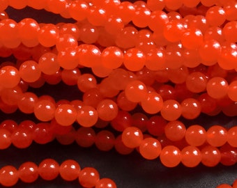 Round orange red Jade stone strand, 6mm,charm jade stone, loose beads, diy beads,gemstone, full one strand 16"