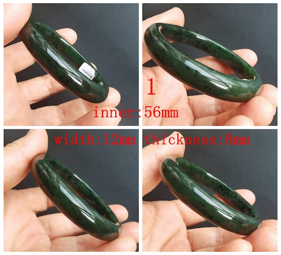 Inner 56mm thin Band Nephrite Jade Bangle certified smooth Spinach