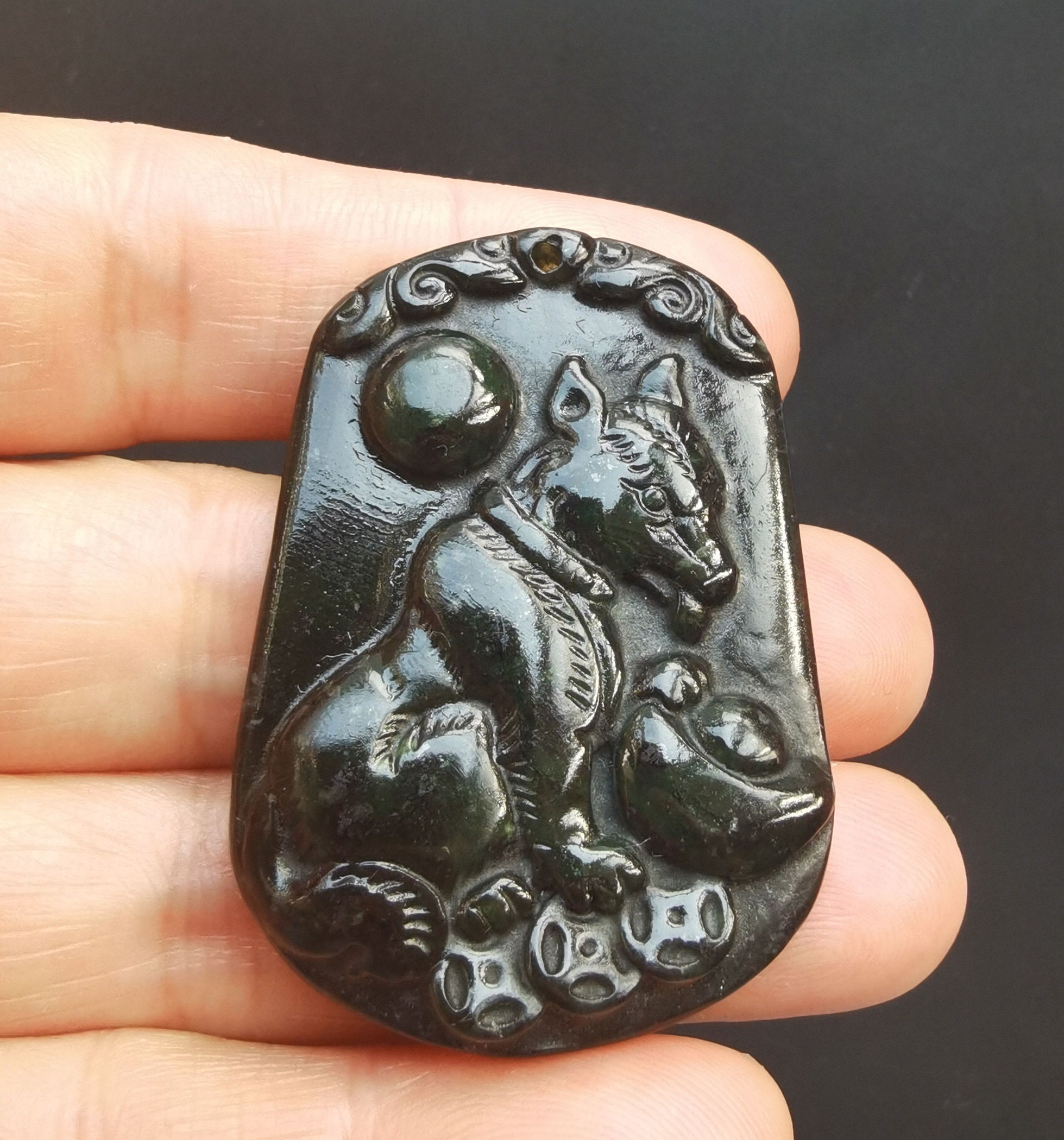 Chinese Zodiac natural black Jade stone Etsy