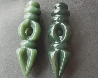 Green Jade Vajra Pendant: Exorcism Prayer Amulet, Necklace Jewelry