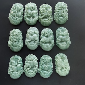 Certified,Chinese Zodiac natural jadeite pendant,Grade A,Rat,Ox,Tiger,Dragon,Horse,Sheep,Monkey,Rooster,Dog,Pig,Rabbit,snake,Amulet Pendant