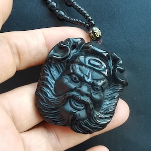 Chinese bodhisattva face Black Obsidian stone Pendant,Buddha,Buddhism Amulet Necklace Pendant Jewerly,for handmade making jewelry
